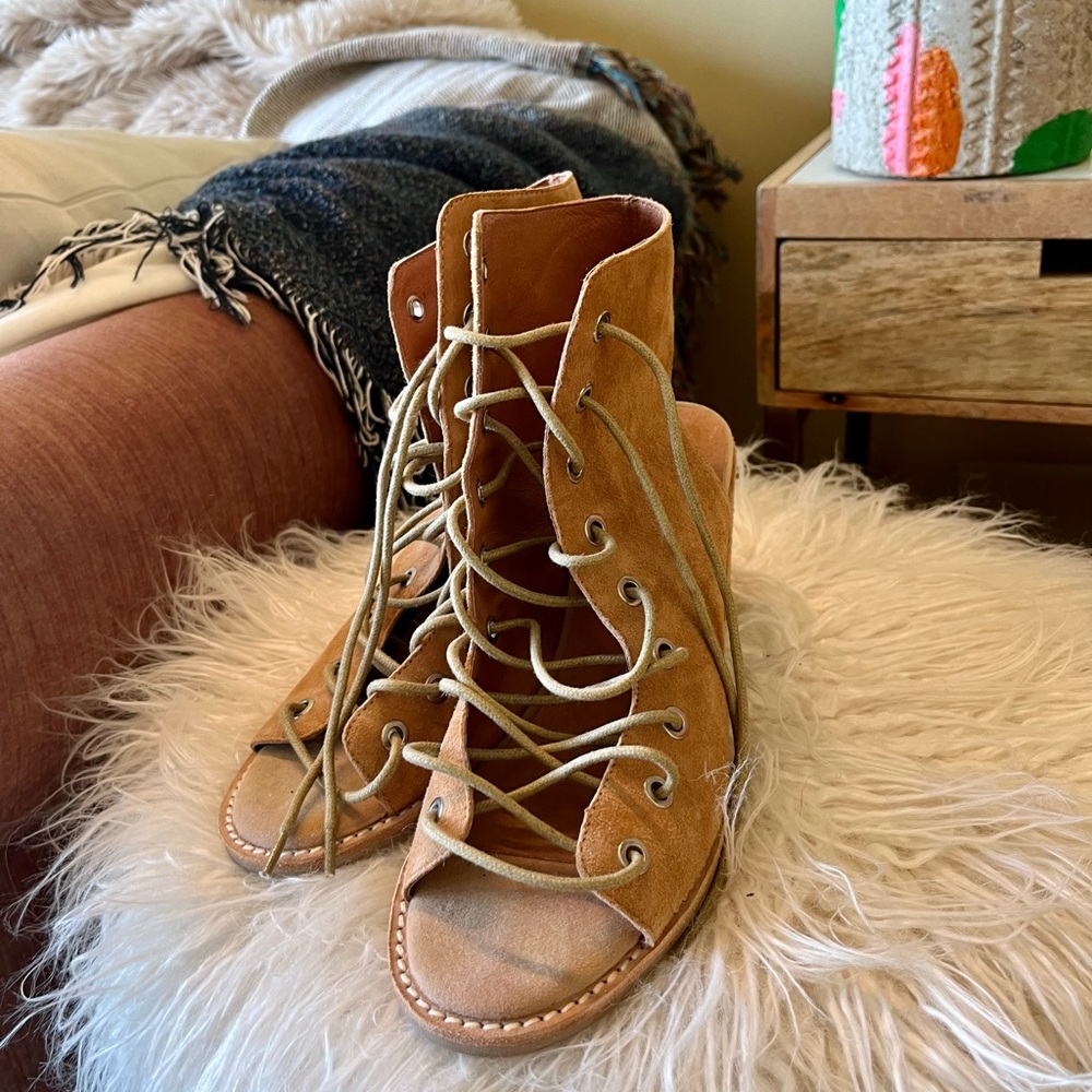 Jeffrey Campbell x Free People Block Heel Lace-Up Ankle Boot